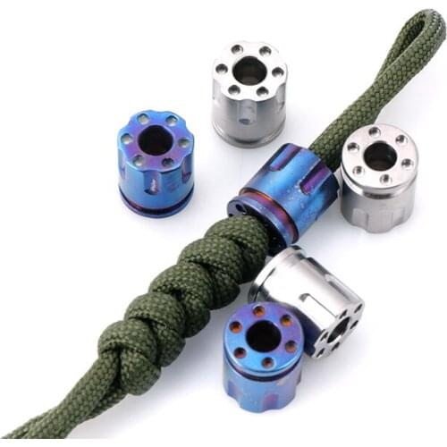 1PC Titanium Alloy Revolver Magazine Shape EDC Paracord Beads Knife Beads Rope Cord Beads Lanyard Pendants Outdoor Accessories