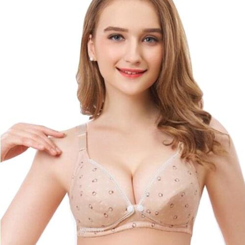 Leopard before open push up button wireless bra cotton maternity nursing bra For feeding plus size B C D bras for breastfeeding