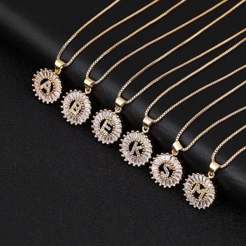 Classic Fashion Initial Letter Pendant Necklace Women Simple Elegant Box Chain Necklace For Women Jewelry Gift