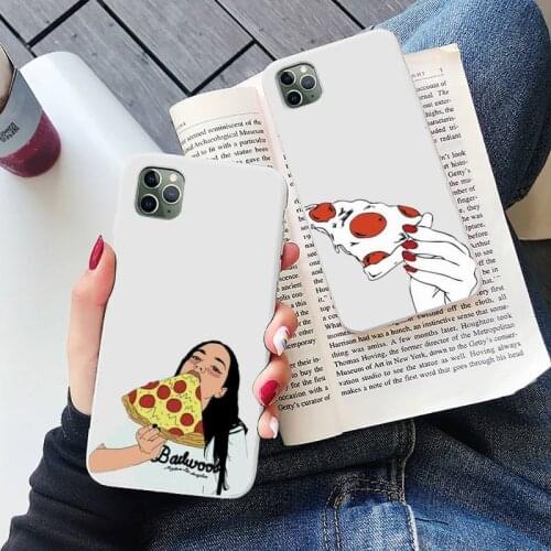 Pizza girl Design funny Phone Case Candy Color for iPhone 6 6S 7 8 11 12 XS X SE 2020 XR mini pro Plus MAX Soft TPU mobile bags