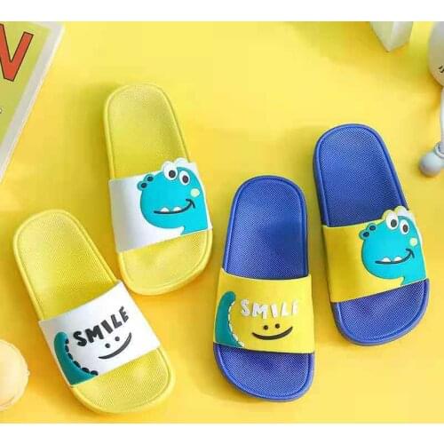 Smile Dinosaur Kids Slippers for Boys Summer Beach Non-Slip Comfort Children Slippers Home Bathroom Indoor Cartoon Kids Shoes