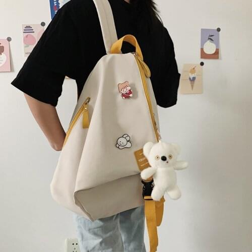 Travel Backpacks for Women Harajuku Style Irregular Schoolbag Korean Casual Solid Color Nylon Student Book Backpack MD0232