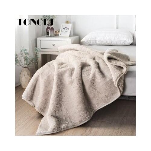 TONGDI Double-decker Solid Thickened Soft Warm RASCHEL Fleece Blanket Luxury Decor For Cover Sofa Bed Bedspread Winter Couch