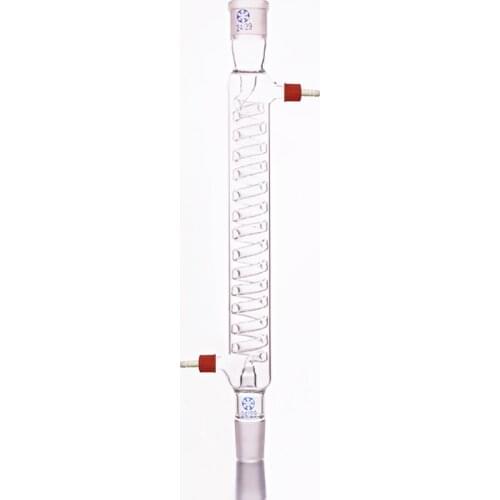 Format serpentine condenser,Spiral condensation 250mm 24/29,Removable small nozzle joint,Condenser Graham with coiled inner tube