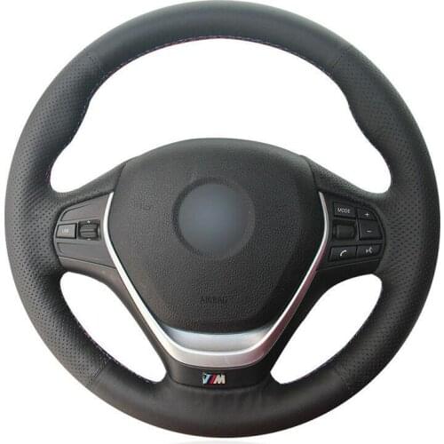 Black Artificial Leather Car Steering Wheel Cover for BMW F20 2012-2018 F45 2014