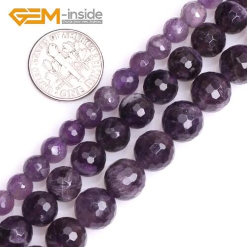 6mm 8mm 10mm 12mm Round Faceted Natural Dream Lace Purple Amethysts Bead For Jewelry Making Necklace Bracelet 15 inch Strand DIY