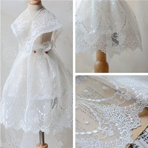 3Yard/Lot White Black 19CM Wide Mesh Lace Fabric Material Embroidery Lace Trim Doll Hair Wedding Dress Diy Clothes Accessories