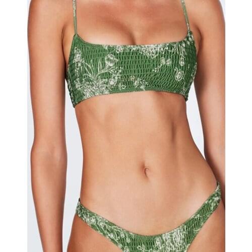 Summer Swimwear For Women Floral Printed Tube Top & Briefs 2 Pieces Bikini Set Swimsuit Beachwear For Women Summer Swimming