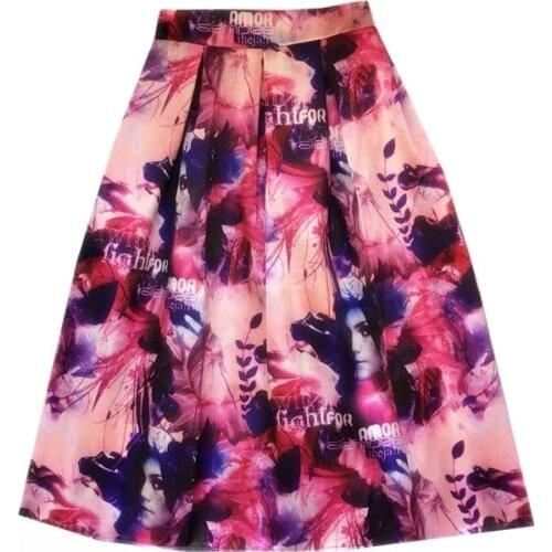 BunniesFairy Spring Autumn 50s 60s Vintage Retro Fairy Lady Fantasy Floral Print High Waist Pleated Midi Skirt Saia Plissada