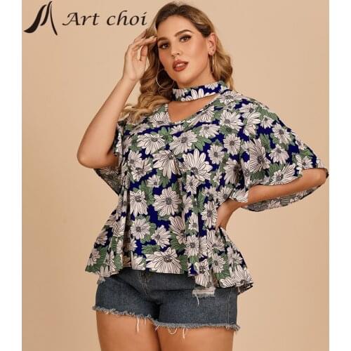 Summer Women Halter Ruffles T Shirt Sexy Casual Floral Butterfly Sleeve Office Ladies Top Tee Camisa Feminina футболка Plus Size