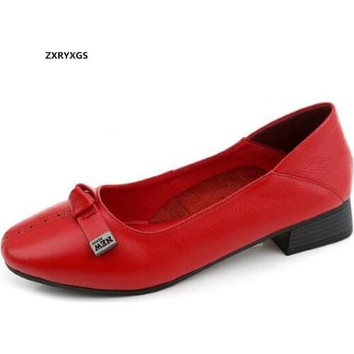 Hot 2020 New Spring Womens Shoes Elegant Bow Comfortable Soft Genuine Leather Shoes Casual Fashion Shoes Large Size Low Heels