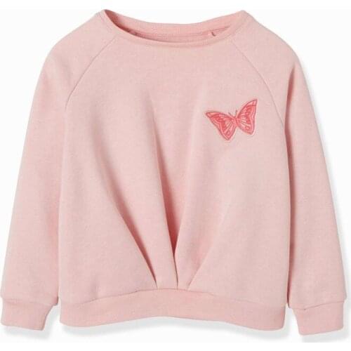Little Maven New Autumn Spring Children Pinkish Butterfly Embroidery Terry Cotton Full- sleeved 2-7yrs O-neck Girls Hoodies Tops