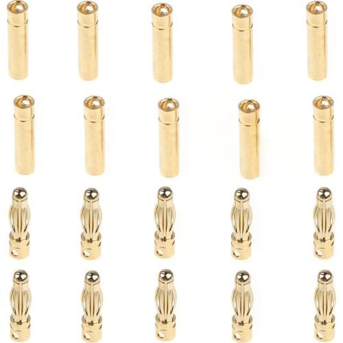 GoolRC 10 Pairs 4.0mm Copper Bullet Banana Plug Connectors Male + Female for RC Motor ESC Battery Part
