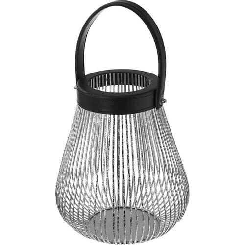 Vitale Andhra Leather Sleeve Metal Stripe Candle holder