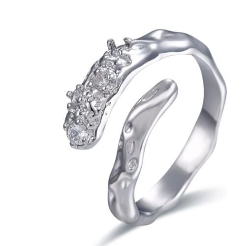 S925 Sterling Silver Minimalist Open Ring Sparkling ,CZ Rings for Women Engagement Jewelry Anniversary Finger Ring For Women