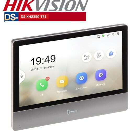Mutil language Hikvision Intercom DS-KH8350-WTE1 Indoor station Monitor Touch Screen with 1024 x 600 Resolution