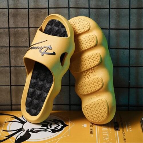 WEH Men Slippers 2021 Summer Non-slip Bathroom Flip Flops Couples Unisex Platform Slippers Home slides Simple Solid Color Shoes