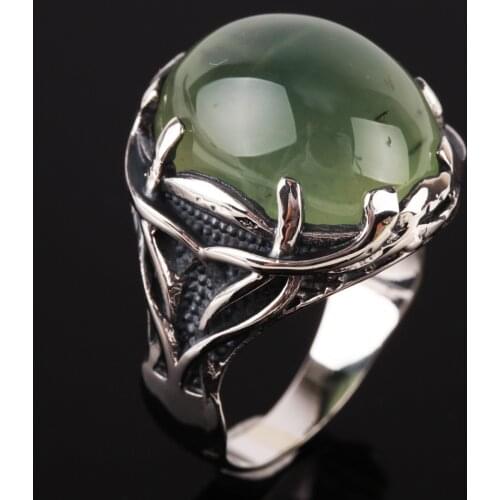 UM US JEWELRY Jade Gemstone 925 Sterling Silver Men Ring