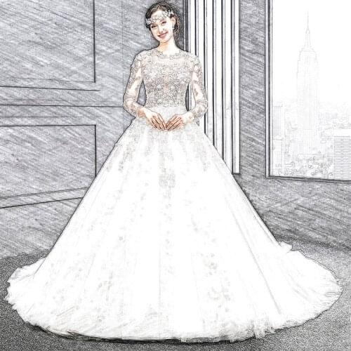 MZ-0061 wedding dress 2020 long boho sexy long sleeve simples lace tulle ever pretty elegante apliques celebrity boda koktajlowe