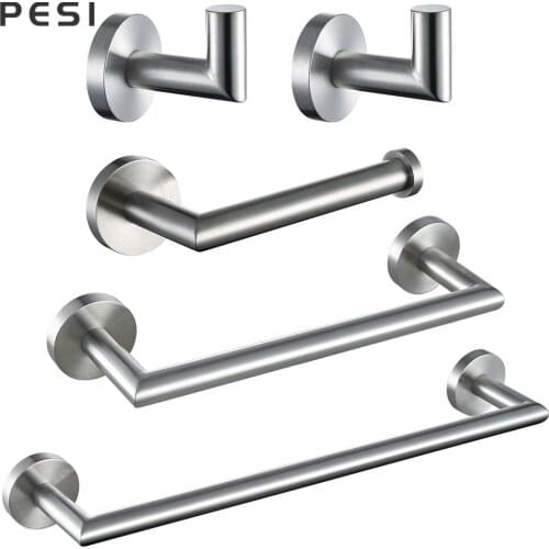 SUS304 Stainless Steel Nickel Brushed Towel Rack Toilet Paper Holder Towel Bar Hook Bathroom Accessories