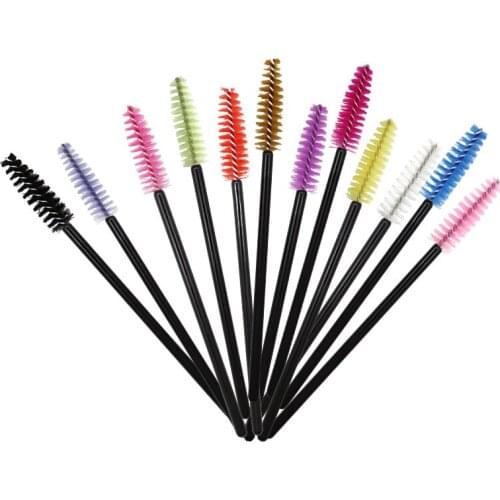 50 Pcs Disposable Nylon Eyelash Brush Black Rod Mascara Brush Comb Microbrush Soft Head Brushes Eyelash Extension Makeup Tools