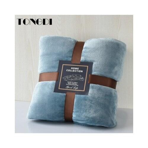 TONGDI Super Soft Warm Fannel Fleece Throw Blanket Solid Couch Cover For Winter All Season Sofa Machine Wash Plush Bedspread