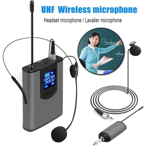 Portable Rechargeable Lapel/Headset Mic UHF Wireless Teach Microphone Receiver Transmitter for Loudspeaker/teaching/meetings