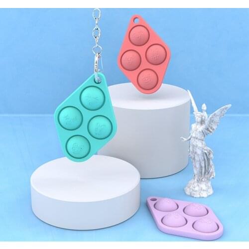 Simple Diamond Mini Pop Bubble Toy Keychain Sensory Keychain Toy Stress Relief Hand Toys Office Toy for Kids Adults
