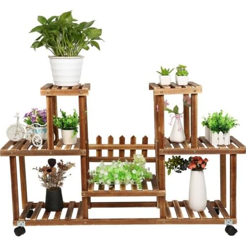 Dropshipping Outdoor Furniture Multi-tiers Wooden Plant Shelves Rack Balcony Garden Flower Plant Stand Bonsai Display Shelf HWC