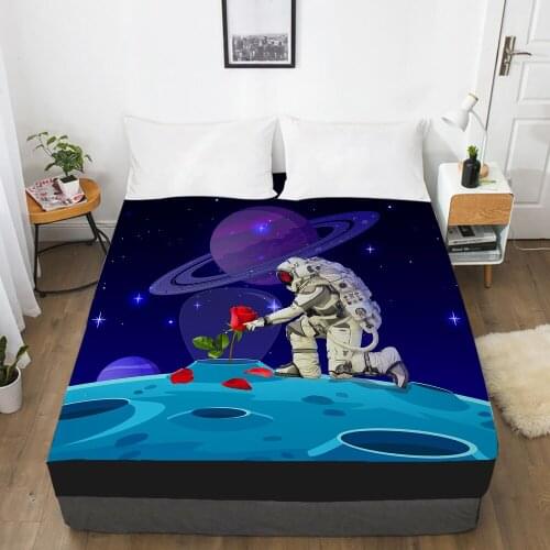 Cartoon Childrens Elastic fitted sheet bed sheet With An Elastic Band Mattress Cover Bed cover for kids baby Space rose