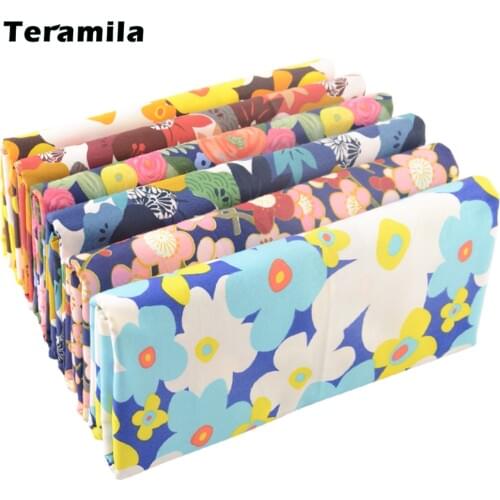 Teramila Half Meters Bright Color Twill Cotton Fabrics for Sewing Dress Quilt Bedsheets Needlework DIY Patchwork Printed Cloth