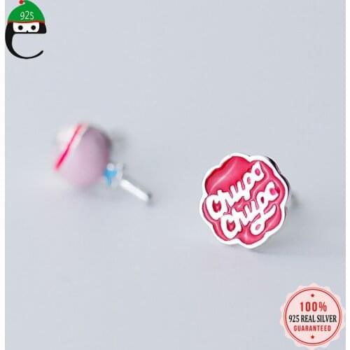 ElfoPlataSi Genuine 925 Sterling Silver Fashion Sweet Asymmetric Candy Stud Earring for Women Wedding Fine S925 Jewelry DS584