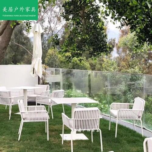 Nordic outdoor table and chair combination leisure balcony patio terrace rattan meal cafe