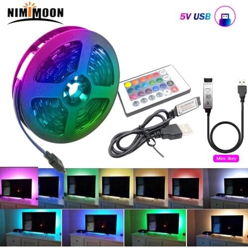 50CM 1M 2M 3M 4M 5M DC 5V USB Bluetooth Led Strip Light 5050 RGB Non-Waterproof TV Background Screen Lighting DIY Flexible Tape