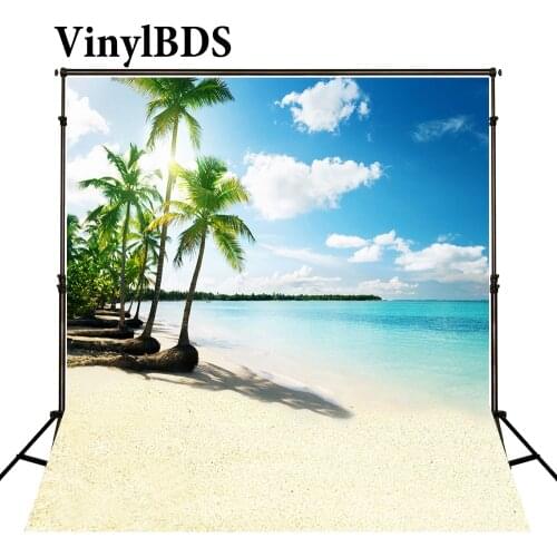 VinylBDS scenery background photography Coconut Trees Sea Beach Photography Backdrops Scenic Backgrounds for photo studio funde