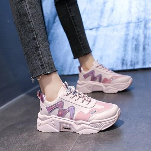 Womens Chunky Sneakers Fashion Shoes for Women Trend Breathable Woman Vulcanized Shoes Zapatillas Mujer 2021 Women Casual Shoes