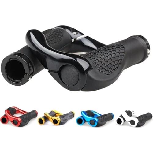 1 Pair Bicycle Handlebar Grip Ergonomic Anti-Skid Lock-on Handle Cover Aluminum Alloy Rubber Grips MTB Bike Accessories