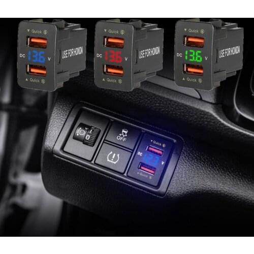 1Pcs 5V 4.2A For -Toyota Dual USB Car Charger Fast Charging 2 USB Port Auto Adapter LED Voltmeter Socket For -Honda 12-24V
