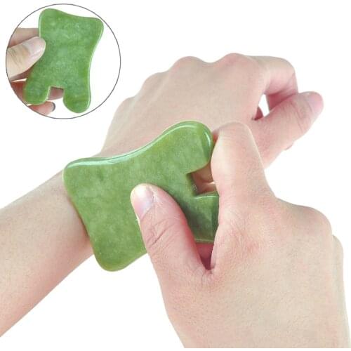 1pcs Natural Green Jade Guasha Board Massage Tool SPA Acupuncture Scraper Stone Facial Anti-wrinkle Treatment Body Health Care