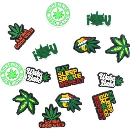 Weed leaves 1pcs Shoe Decoration Buckle Charms JIBZ DIY serious combiation for croc Bracelets birthday kids friends Gifts