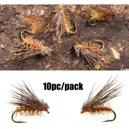 10PCS Deer Hair Dry Trout Fly Fly Fishing Lures Sea Bass Trout Fishing Fly Floating Bait