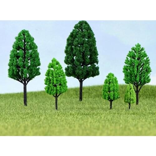 15PCS Plastic Green Scenery Landscape Model Cedar Trees Diorama Miniatures Cedar Trees Model for Scenery Landscape