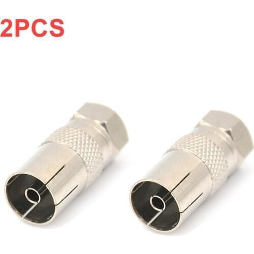 2pcs Aerial Male Adapter F Type Male Plug Connector Female RF Adapters Converter TV Antenna Coax Connector TV Coaxial Plug