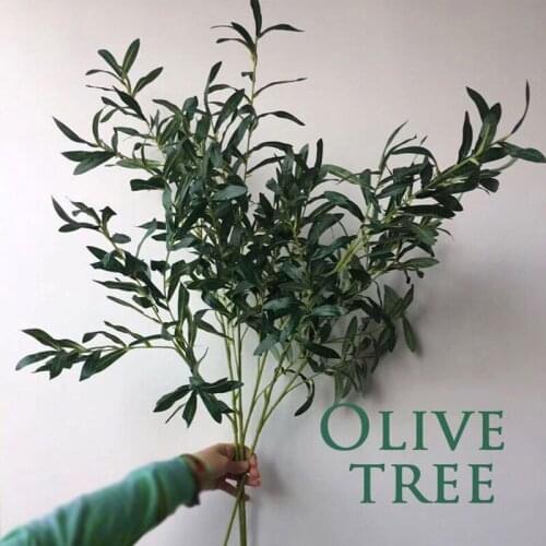 2Pcs Artificial Plant Decoration 6 Forks Olive Branch Home Living Room Table Flower Arrangement Wedding Decor Fake Plants Leaves