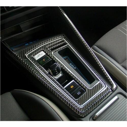 Real Carbon Fiber Console Gear Shift Frame Cover Trim Fit For VW Golf MK8 2020-2021 4pcs