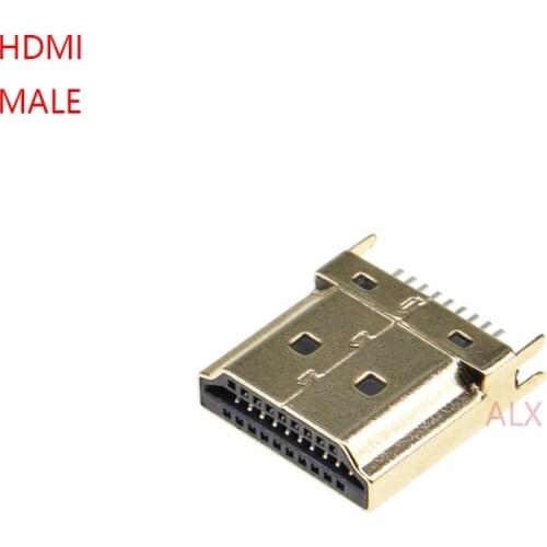 50PCS HDMI Male Jack/plug connector 19PIN 19P 1.6MM 180 Degree Gold-Plated hd 19 PIN
