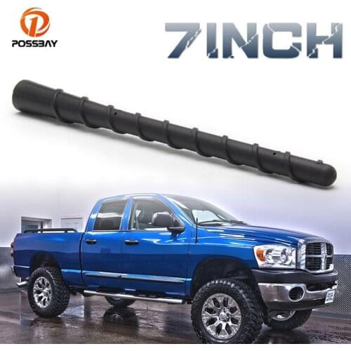 POSSBAY 7inch Car Side Mast Antenna Black Rubber Metal Rod Aerials Radio AM/FM Signal Car Styling for Dodge Ram 1500 2009-2020