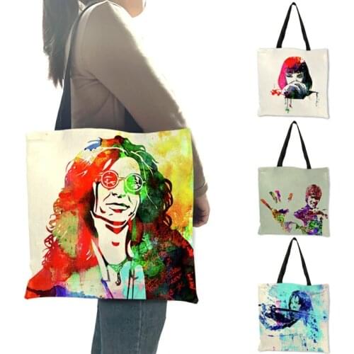 B13122 Watercolor Famous Faces Print Womens Shoulder Bag Movie Character Series Handbags Totes 2020 New