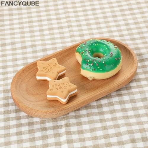 Japanese Style Dessert WoodenTray Snack Plate Beech Round Plate For Candy Mini Solid Round Cake Dish Small Dinner Plate