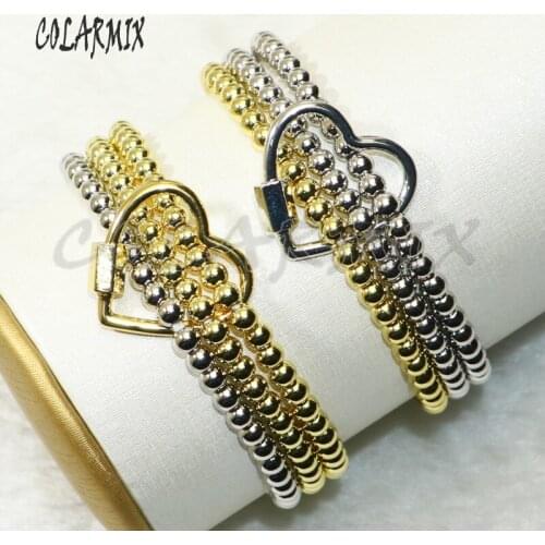 4Pcs Heart lock charm bracelets 4 beaded bracelet fashion jewelry for women cubic zircon bracelets accessories gift 50652